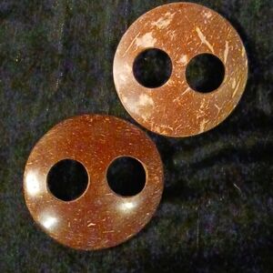 Pair of Round Coconut Shell Sarong and Scarf Holders